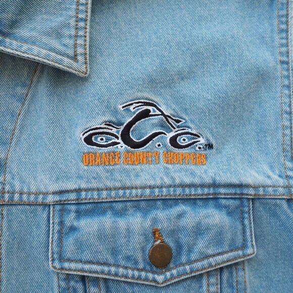 OCC Orange County Choppers Y2K Sleeveless Distressed Bikers Denim Vest Men's L - Picture 4 of 8